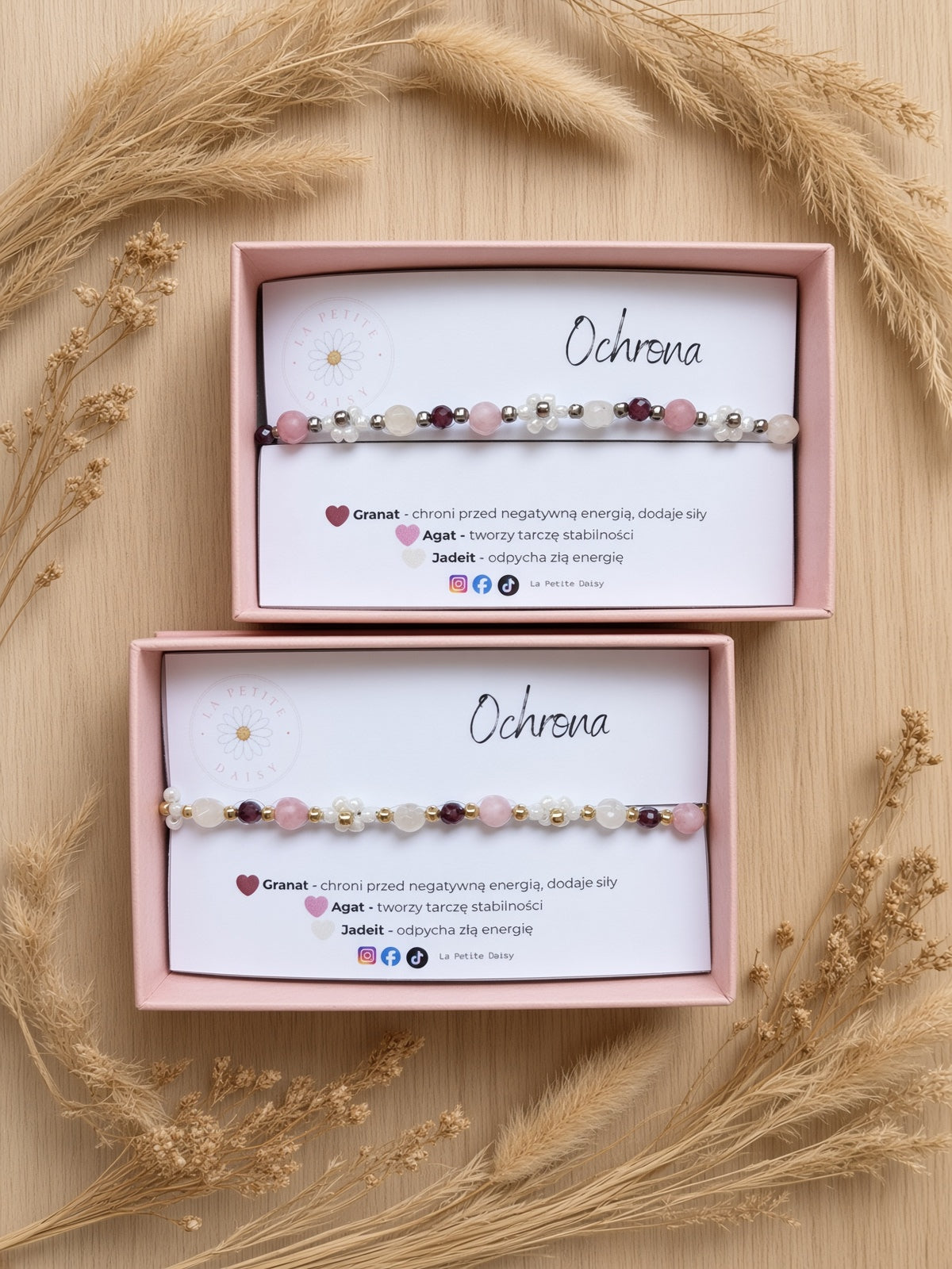 Bransoletka "Ochrona" – Granat, Agat, Jadeit